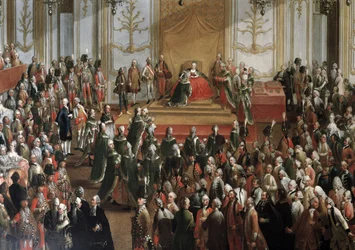 Maria Theresia bei der Investitur des Ordens des Heiligen Stephan, 1764 (Detail)